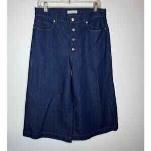 LOFT High Rise Flare Crop Denim Jeans Gaucho Pants Blue Womens Size 29 8 New